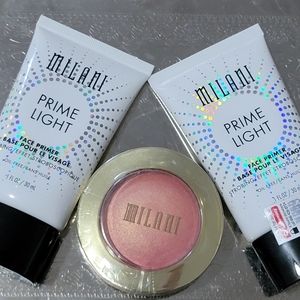 Milani Prime Light Strobing Primer x2 & Milano Baked Blush + Free Gift